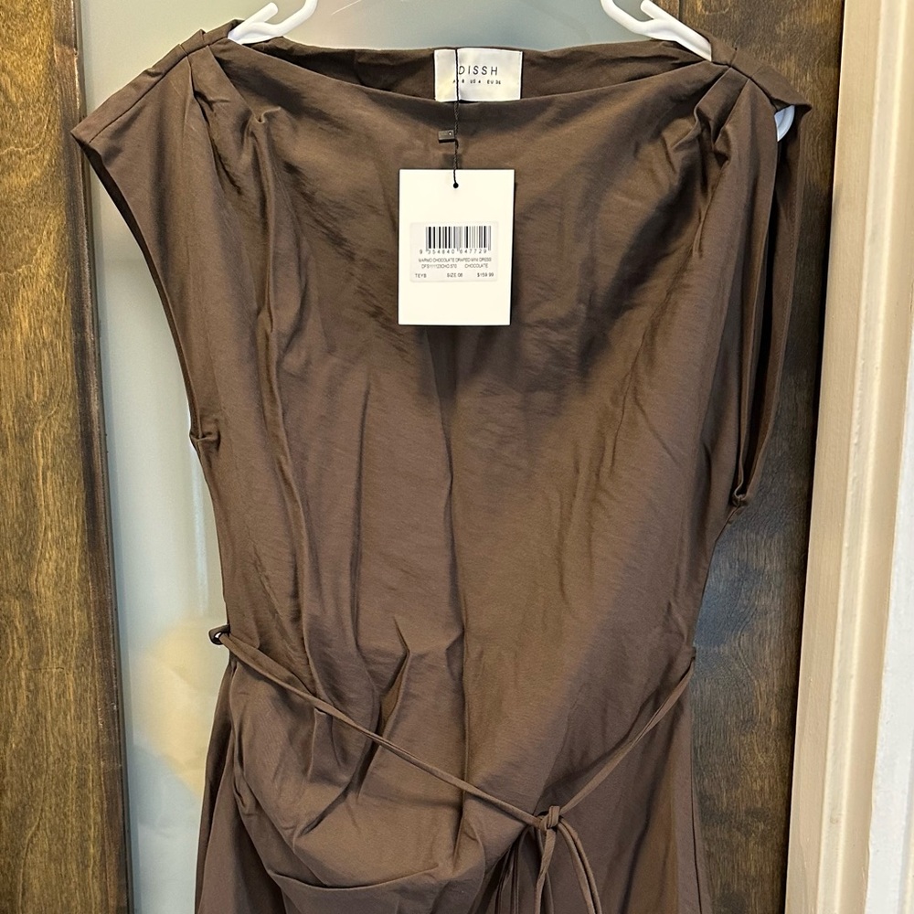 DISSH Marmo chocolate draped mini dress - Picture 1 of 5